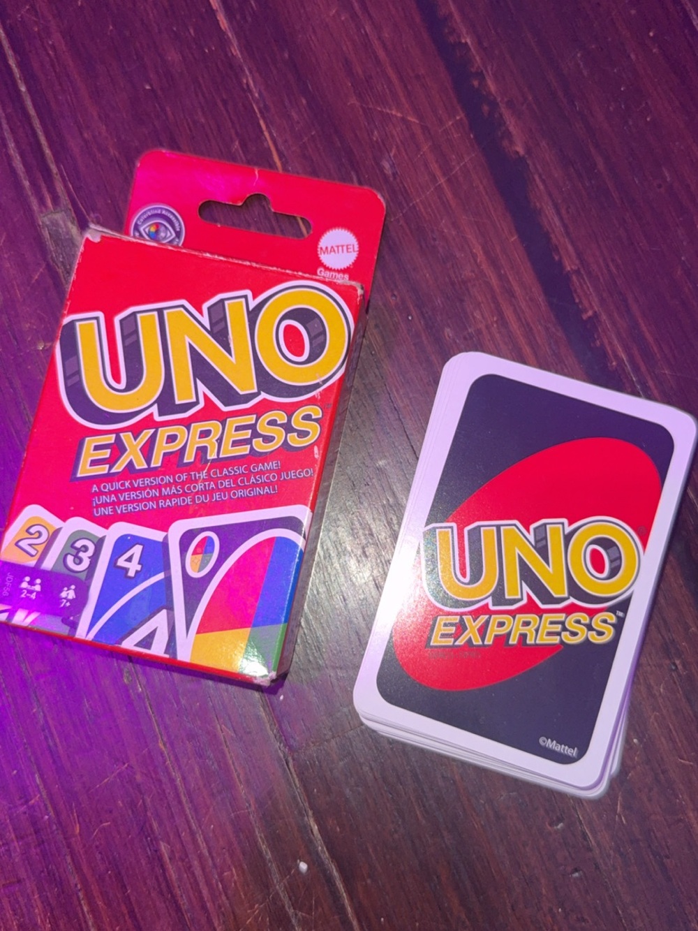 Mattel UNO Express Card Game - Red, Yellow, Purple